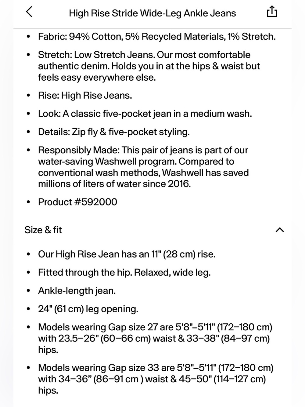 GAP High Rise Stride Wide Leg Ankle Jeans - Picture 4 of 8